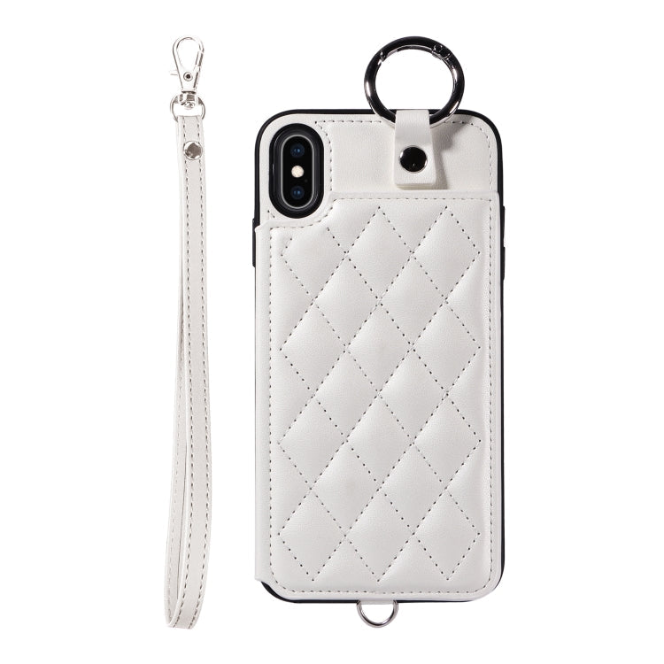 Rhombic Texture Card Bag Phone Case with Short Lanyard, Series 4