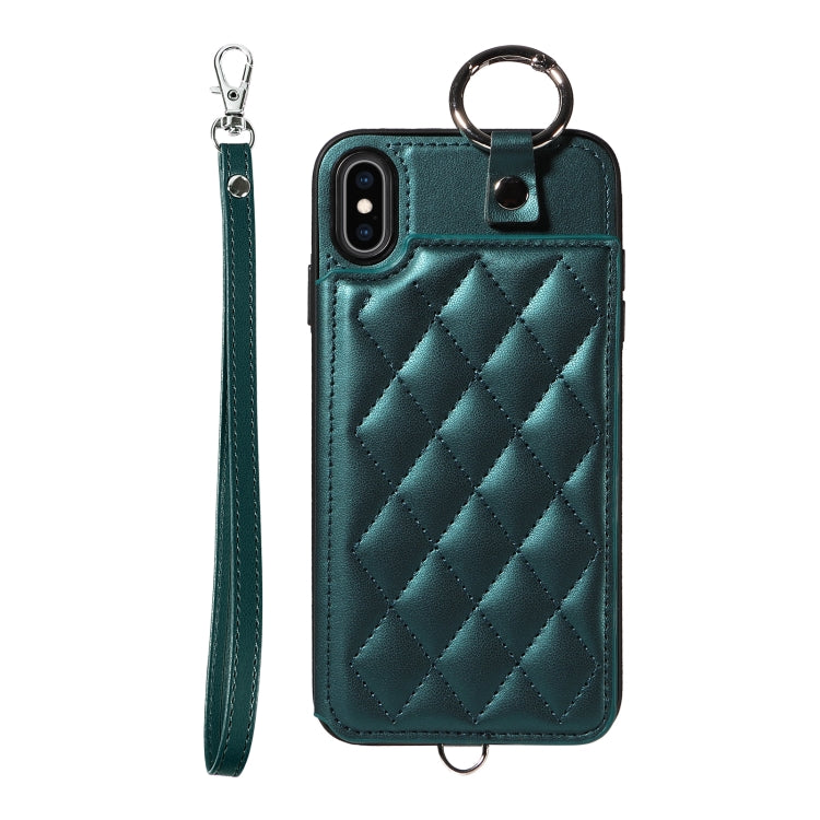 Rhombic Texture Card Bag Phone Case with Short Lanyard, Series 4