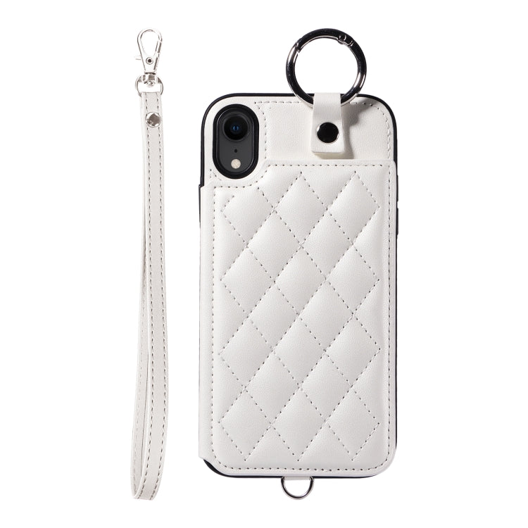 Rhombic Texture Card Bag Phone Case with Short Lanyard, Series 1