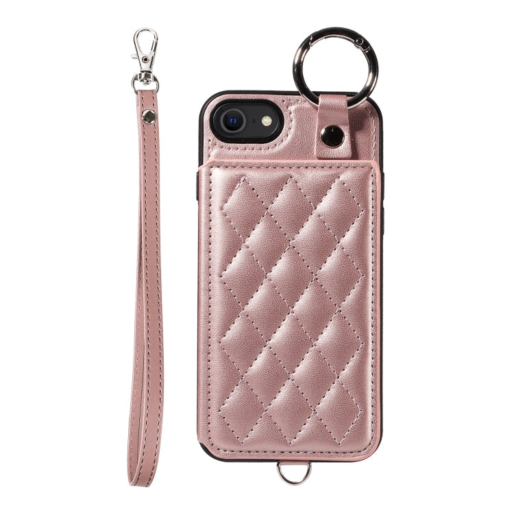 Rhombic Texture Card Bag Phone Case with Short Lanyard, Series 3