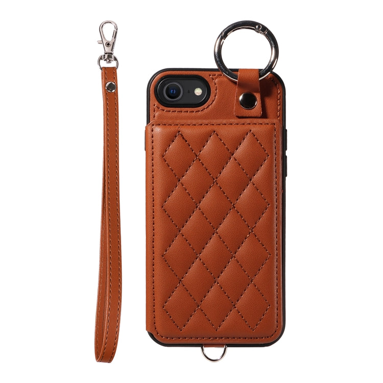 Rhombic Texture Card Bag Phone Case with Short Lanyard, Series 3