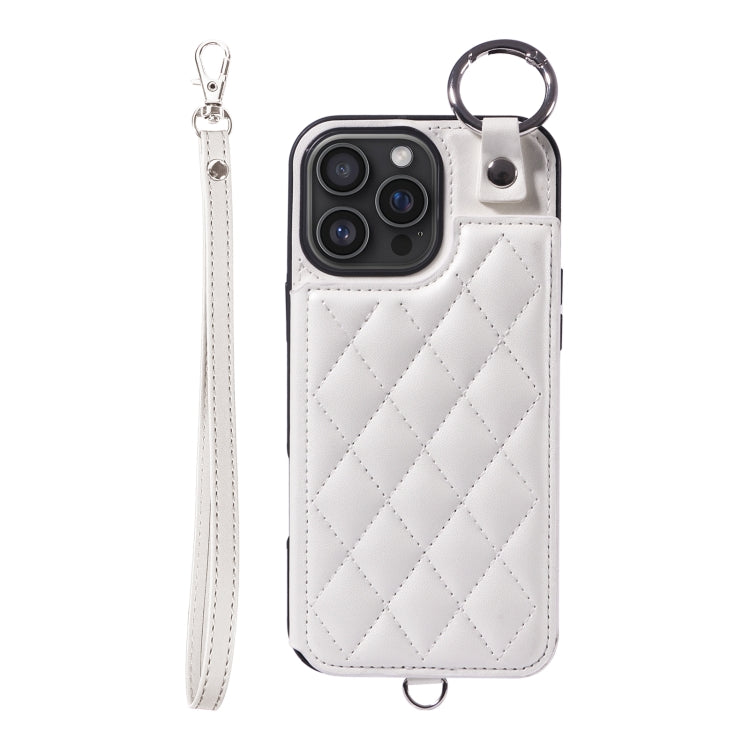 Rhombic Texture Card Bag Phone Case with Short Lanyard, Series 3