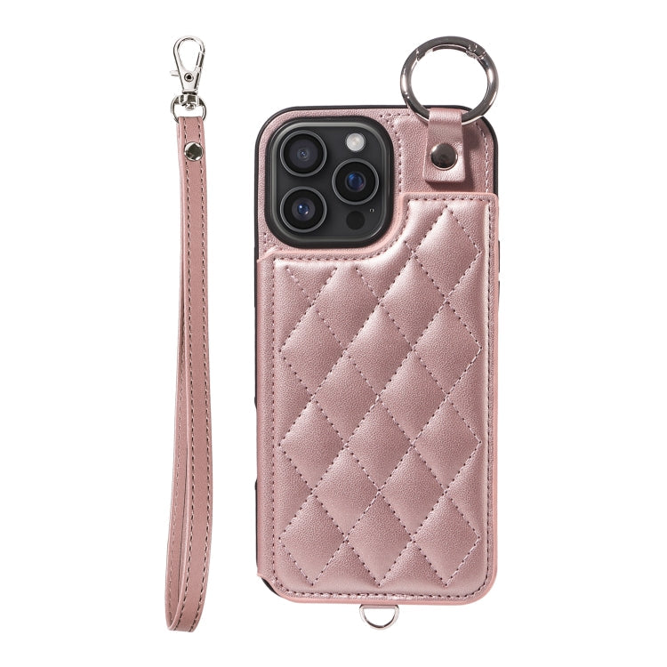 Rhombic Texture Card Bag Phone Case with Short Lanyard, Series 3