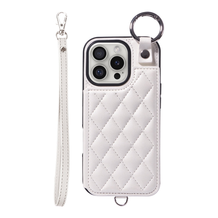 Rhombic Texture Card Bag Phone Case with Short Lanyard, Series 6