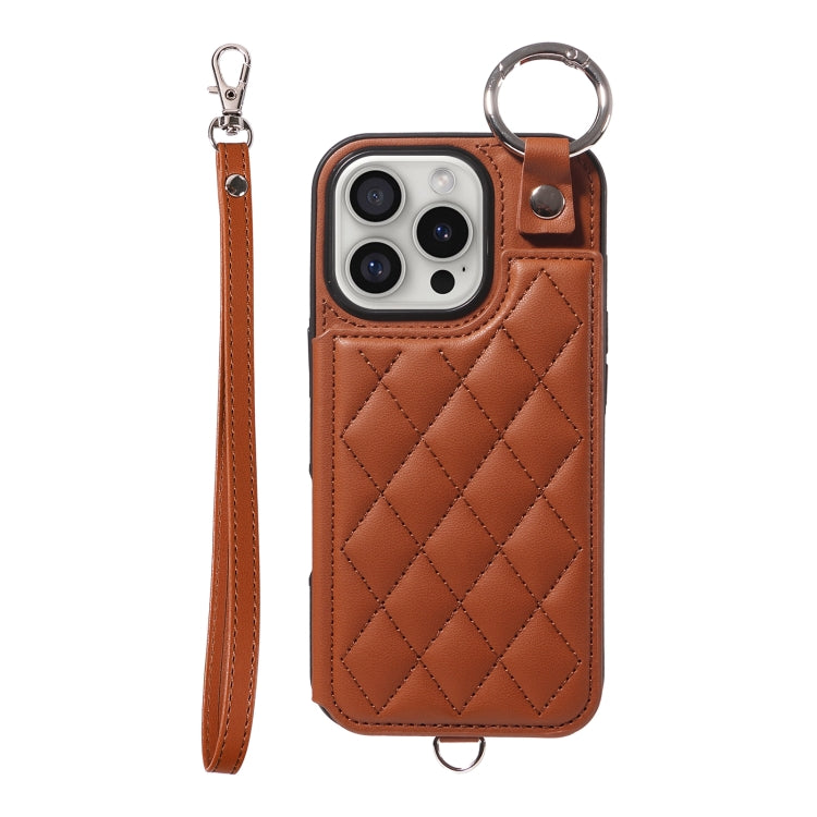 Rhombic Texture Card Bag Phone Case with Short Lanyard, Series 6