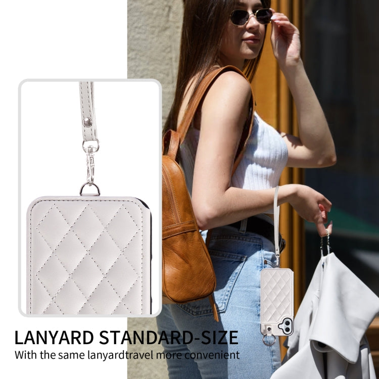 Rhombic Texture Card Bag Phone Case with Short Lanyard, Series 2