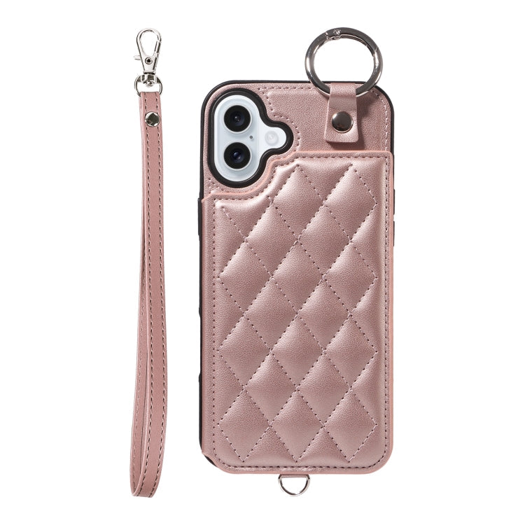 Rhombic Texture Card Bag Phone Case with Short Lanyard, Series 2