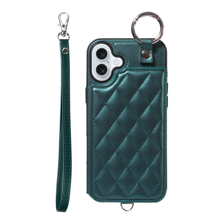 Rhombic Texture Card Bag Phone Case with Short Lanyard, Series 2