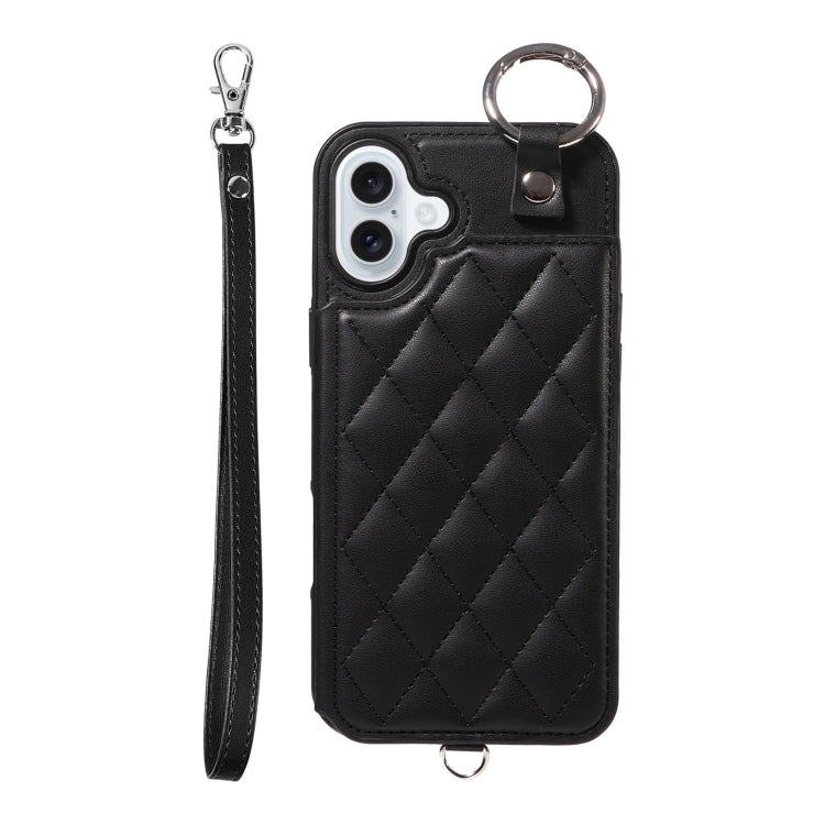 Rhombic Texture Card Bag Phone Case with Short Lanyard, Series 2