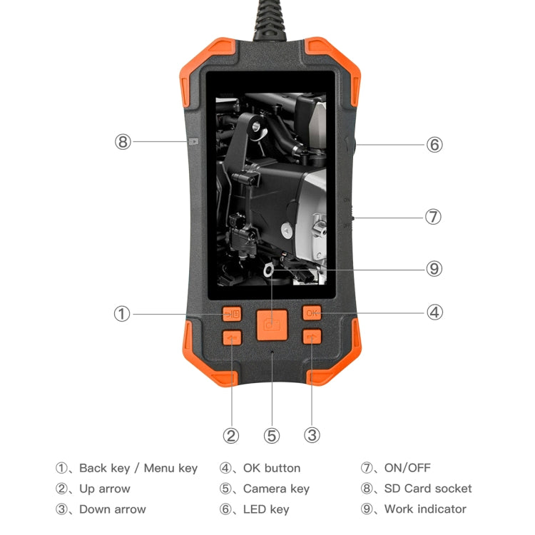 T20 4.3 inch IPS Screen 8mm Single Camera IP67 Waterproof Hard Cable Digital Endoscope Reluova