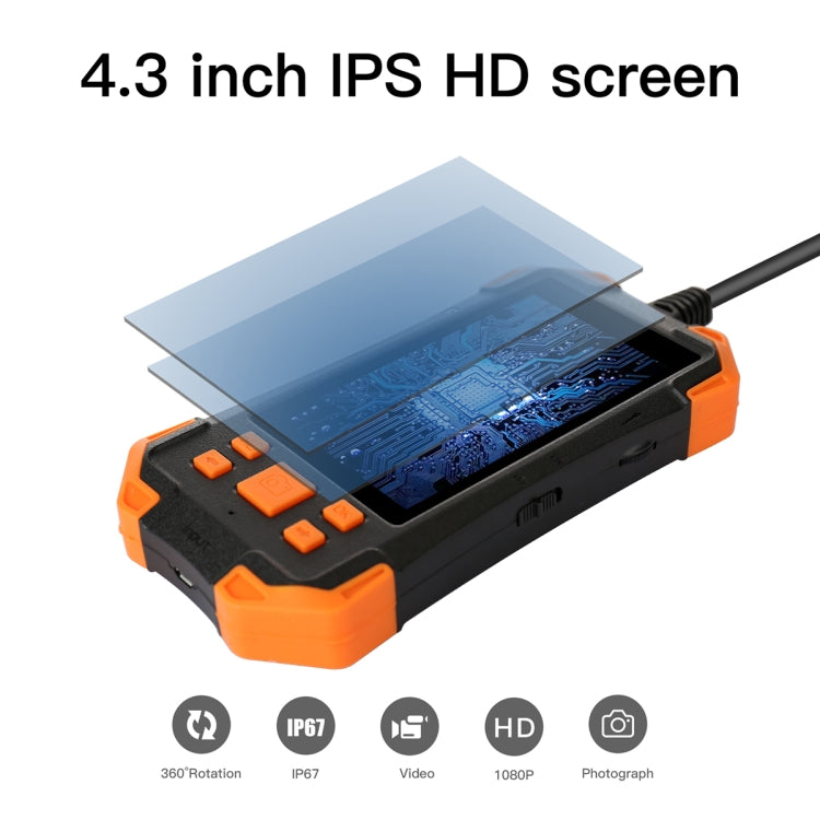 T20 4.3 inch IPS Screen 7.9mm Triple Camera IP67 Waterproof Hard Cable Digital Endoscope Reluova