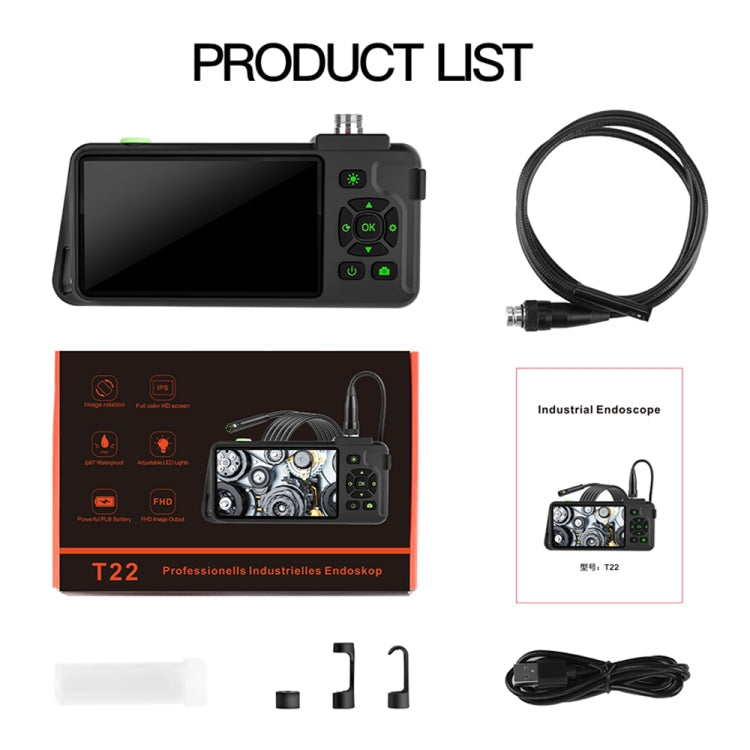 T22 4.5 inch IPS Color Screen 5.5mm Single Camera Hard Cable Industrial Endoscope Reluova