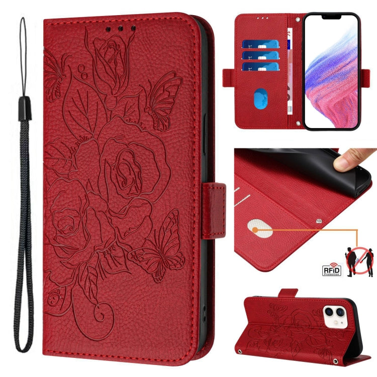 Embossed Rose RFID Anti-theft Leather Phone Case, Series 1