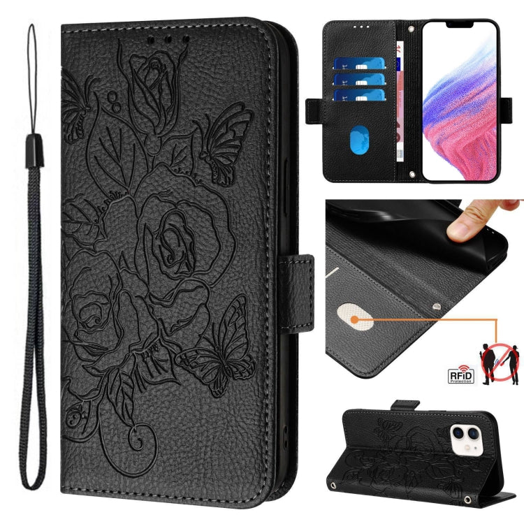 Embossed Rose RFID Anti-theft Leather Phone Case, Series 1