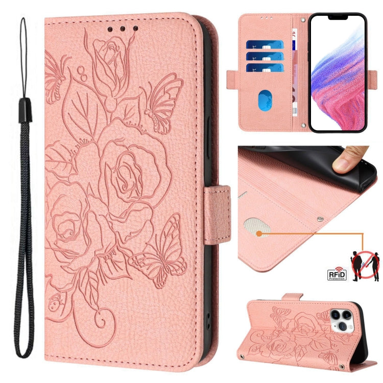 Embossed Rose RFID Anti-theft Leather Phone Case, Series 2