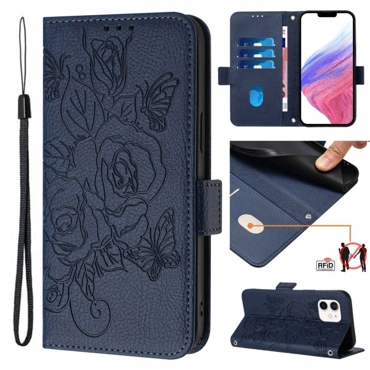 Embossed Rose RFID Anti-theft Leather Phone Case, Series 6