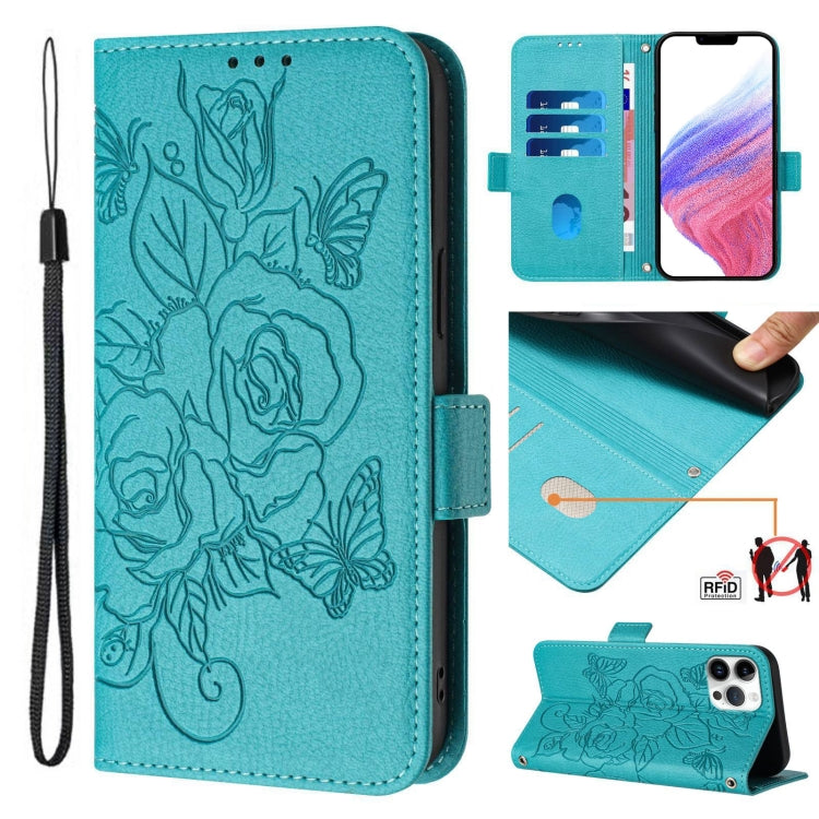 Embossed Rose RFID Anti-theft Leather Phone Case, Series 3