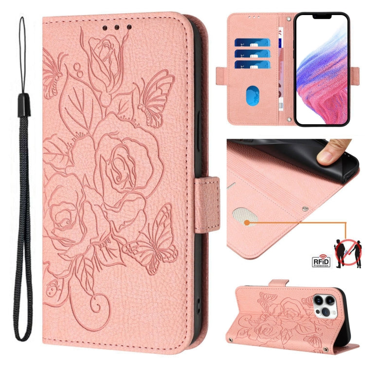 Embossed Rose RFID Anti-theft Leather Phone Case, Series 3