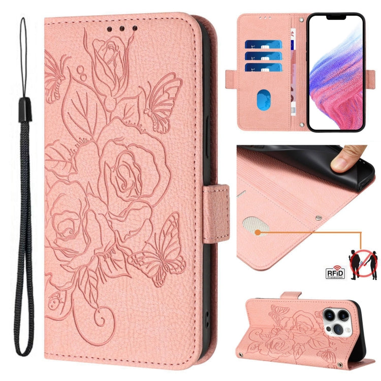 Embossed Rose RFID Anti-theft Leather Phone Case, Series 4