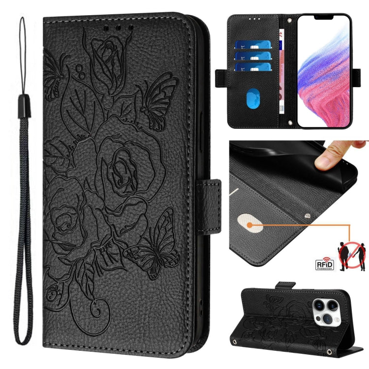 Embossed Rose RFID Anti-theft Leather Phone Case, Series 4