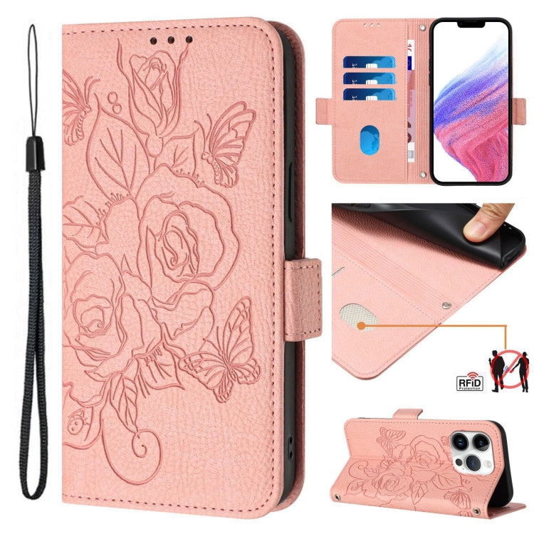 Embossed Rose RFID Anti-theft Leather Phone Case, Series 2