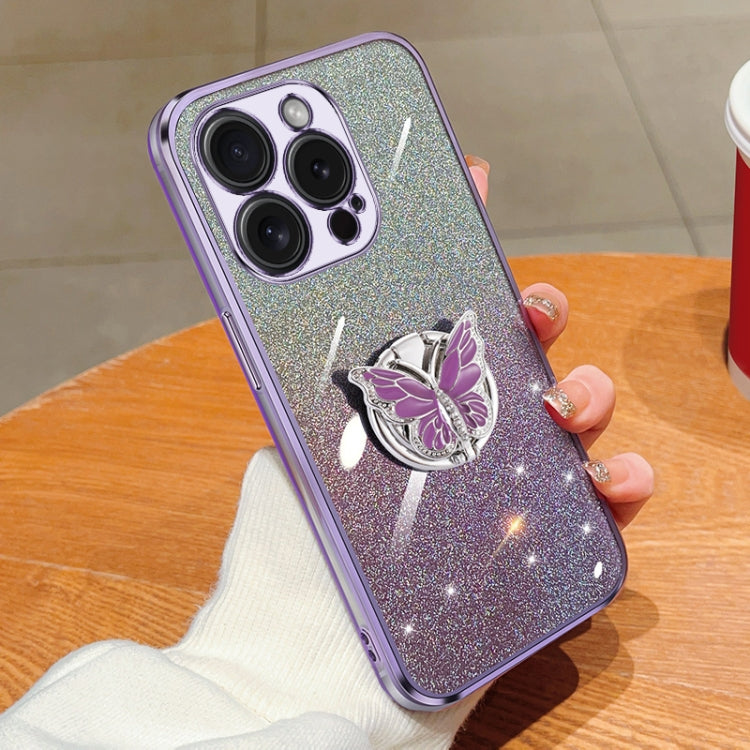 Plated Gradient Glitter Butterfly Holder TPU Phone Case, Series 4