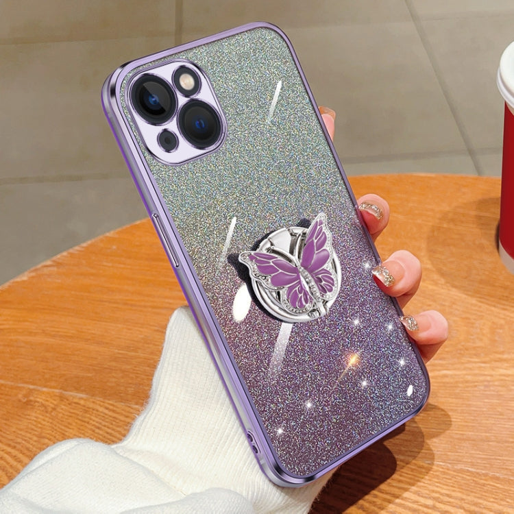 Plated Gradient Glitter Butterfly Holder TPU Phone Case, Series 4