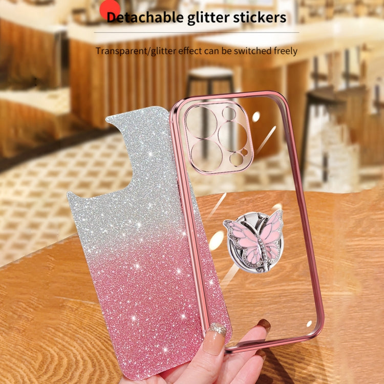 Plated Gradient Glitter Butterfly Holder TPU Phone Case, Series 3