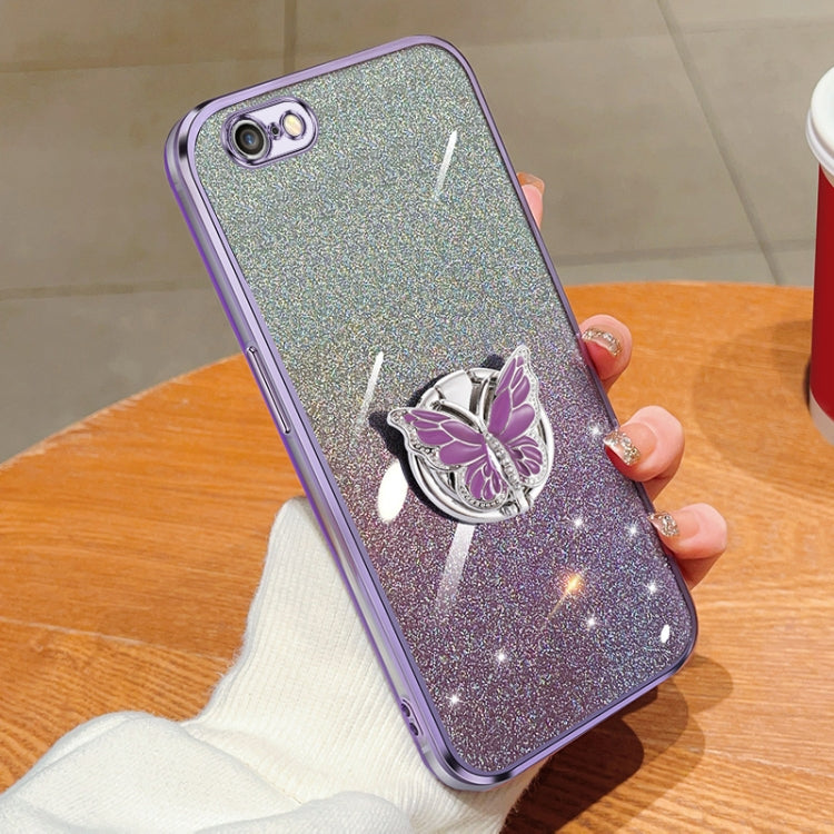 Plated Gradient Glitter Butterfly Holder TPU Phone Case, Series 1