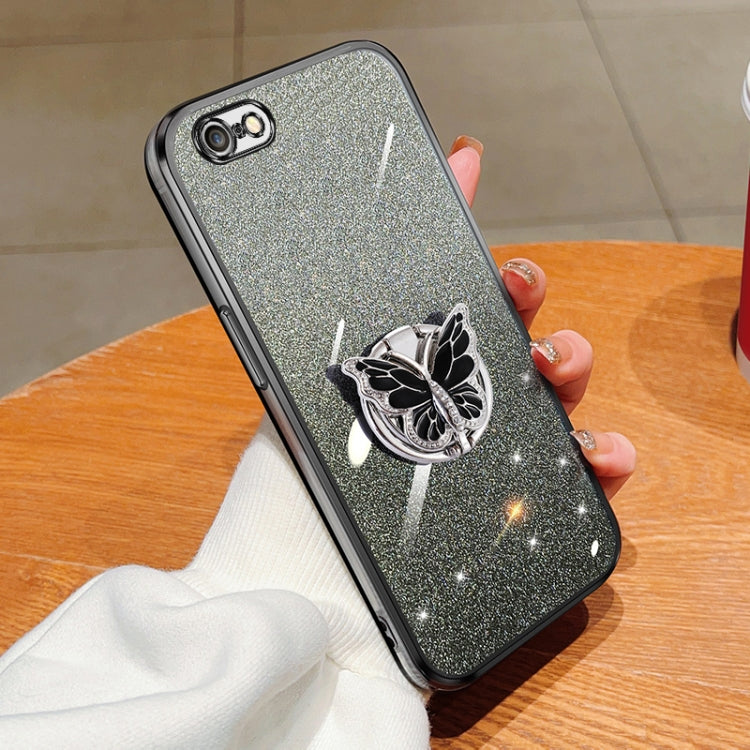 Plated Gradient Glitter Butterfly Holder TPU Phone Case, Series 1