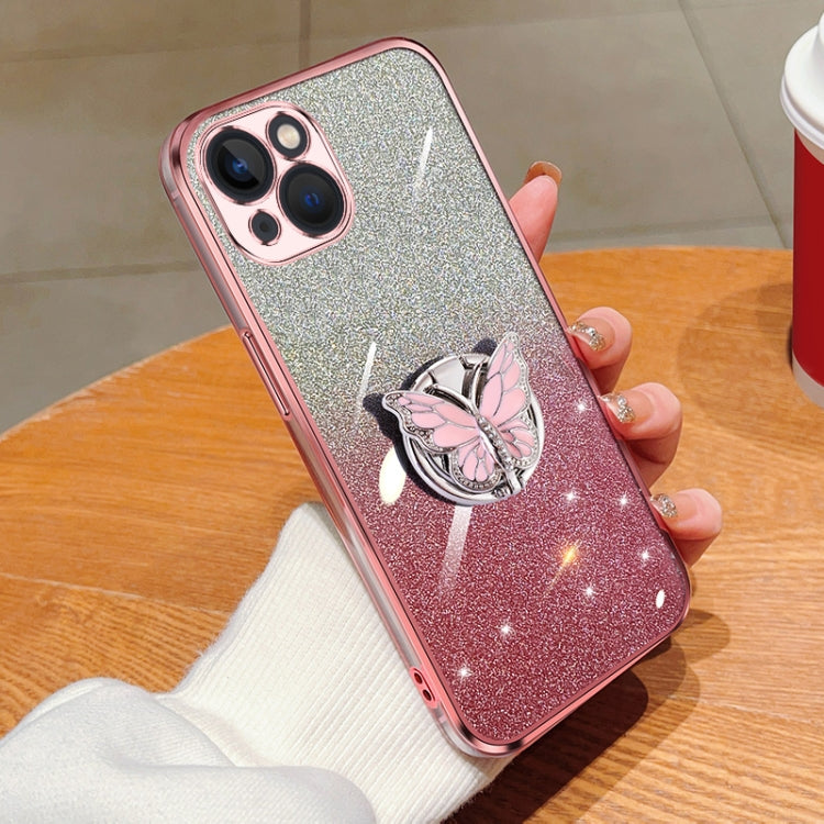 Plated Gradient Glitter Butterfly Holder TPU Phone Case, Series 4