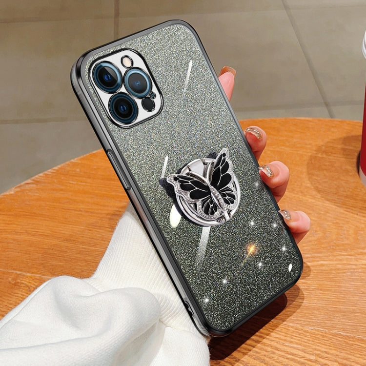 Plated Gradient Glitter Butterfly Holder TPU Phone Case, Series 3