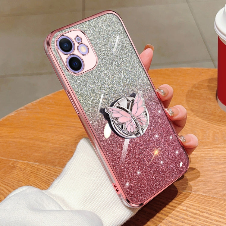 Plated Gradient Glitter Butterfly Holder TPU Phone Case, Series 5