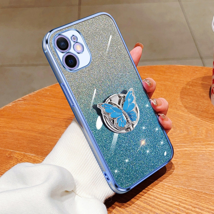 Plated Gradient Glitter Butterfly Holder TPU Phone Case, Series 5