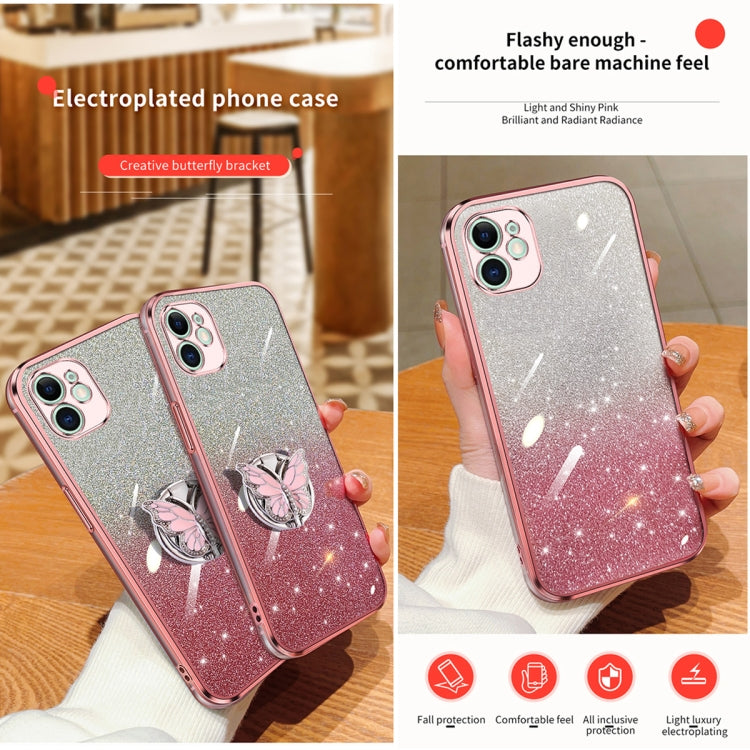 Plated Gradient Glitter Butterfly Holder TPU Phone Case, Series 1