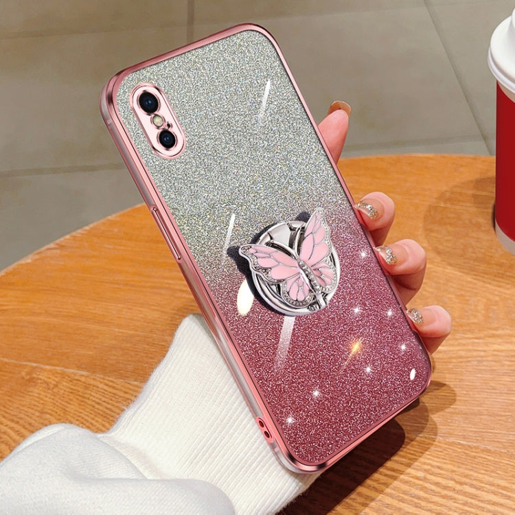 Plated Gradient Glitter Butterfly Holder TPU Phone Case, Series 3