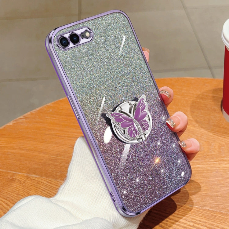 Plated Gradient Glitter Butterfly Holder TPU Phone Case, Series 4