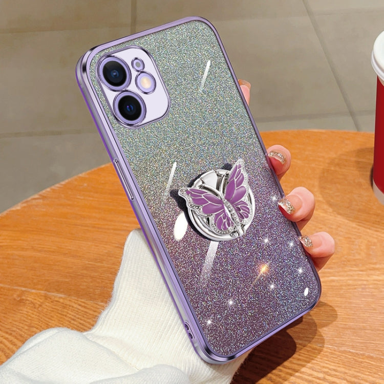 Plated Gradient Glitter Butterfly Holder TPU Phone Case, Series 1