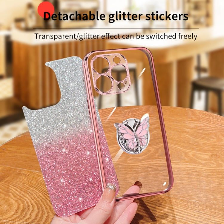 Plated Gradient Glitter Butterfly Holder TPU Phone Case, Series 5