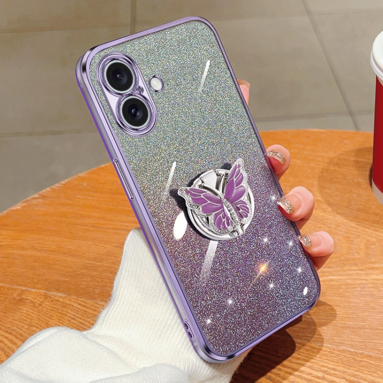 Plated Gradient Glitter Butterfly Holder TPU Phone Case, Series 1