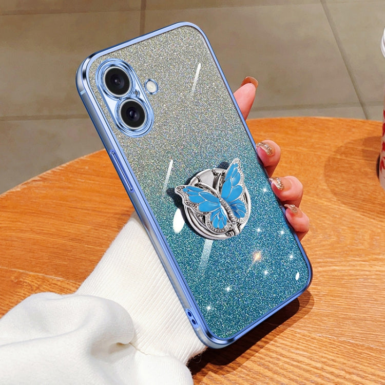 Plated Gradient Glitter Butterfly Holder TPU Phone Case, Series 3