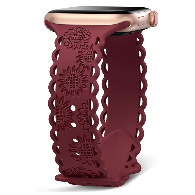 Lace Sunflower Embossed Silicone Watch Band, Series 10