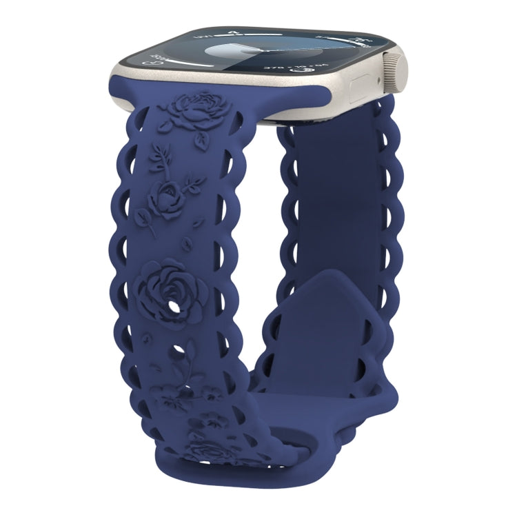 Lace 3D Rose Embossed Silicone Watch Band, Series 10 My Store