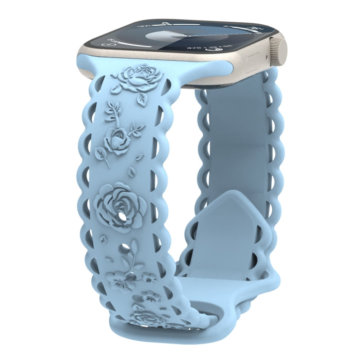 Lace 3D Rose Embossed Silicone Watch Band, Series 5