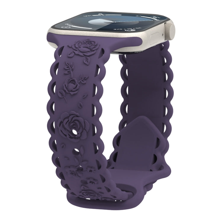 Lace 3D Rose Embossed Silicone Watch Band, Series 5