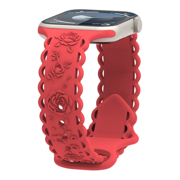 Lace 3D Rose Embossed Silicone Watch Band, Series 6