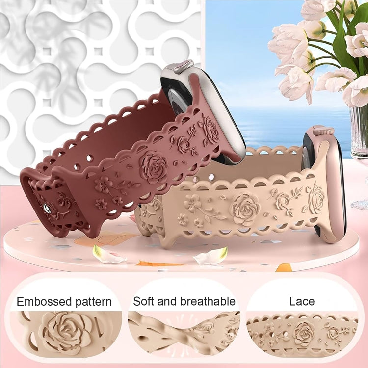 Lace 3D Rose Embossed Silicone Watch Band, Series 1