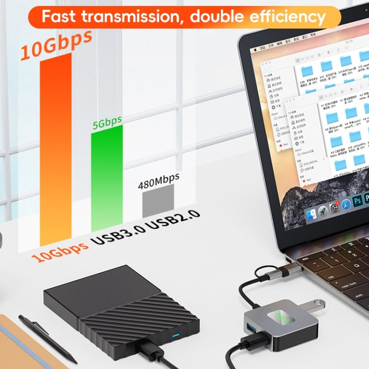 BYL-2320 4 in 2 USB + USB-C / Type-C to USB 3.2 4 Port HUB Adapter