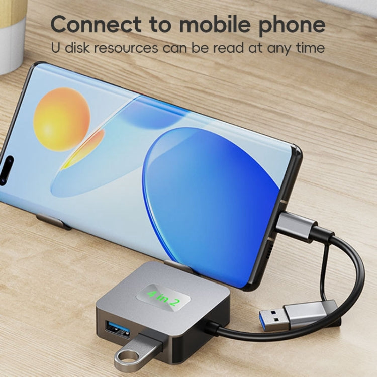 BYL-2320 4 in 2 USB + USB-C / Type-C to USB 3.2 4 Port HUB Adapter