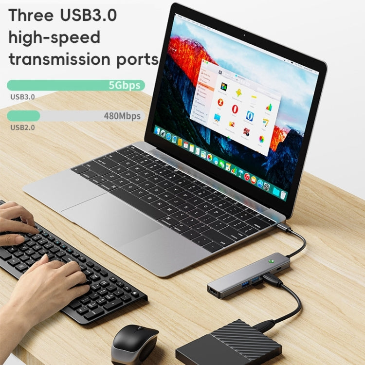 BYL-2319 5 in 1 USB-C / Type-C to USB3.0+USB-C / Type-C+HDTV Multi-function Docking Station My Store